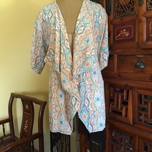 Lularoe Monroe kimono / coverup in sherbet colored print!